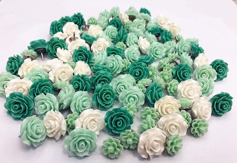 Temoyj 24Pcs Decorative Pushpins,Cork Board Tacks,Bulletin Board Tacks,Thumb Tack Decorative for CorkBoard, Office Organization or Home, Green - Image 3
